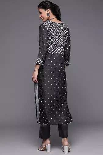Women Black Ethnic Motifs Printed Kurta with Trousers