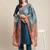 Women Blue Ethnic Motifs Yoke Design Sequinned Kurta with Trousers & With Dupatta