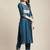 Women Blue Ethnic Motifs Yoke Design Sequinned Kurta with Trousers & With Dupatta