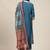 Women Blue Ethnic Motifs Yoke Design Sequinned Kurta with Trousers & With Dupatta