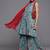 Women Blue & Red Pure Cotton Floral Print Kurta with Sharara & With Dupatta