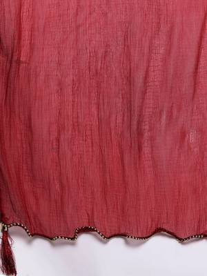 Women Blue & Red Pure Cotton Floral Print Kurta with Sharara & With Dupatta 4