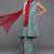 Women Blue & Red Pure Cotton Floral Print Kurta with Sharara & With Dupatta