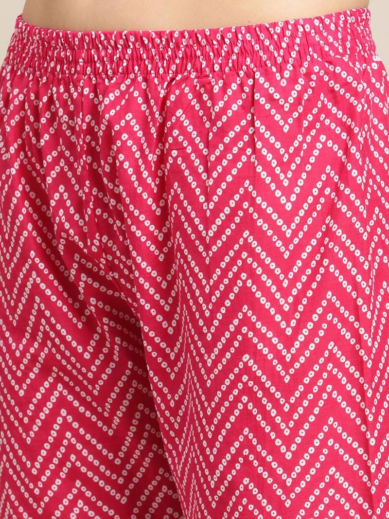 Women Pink Ethnic Motifs Yoke Design Regular Gotta Patti Pure Cotton Kurta with Sharara & With