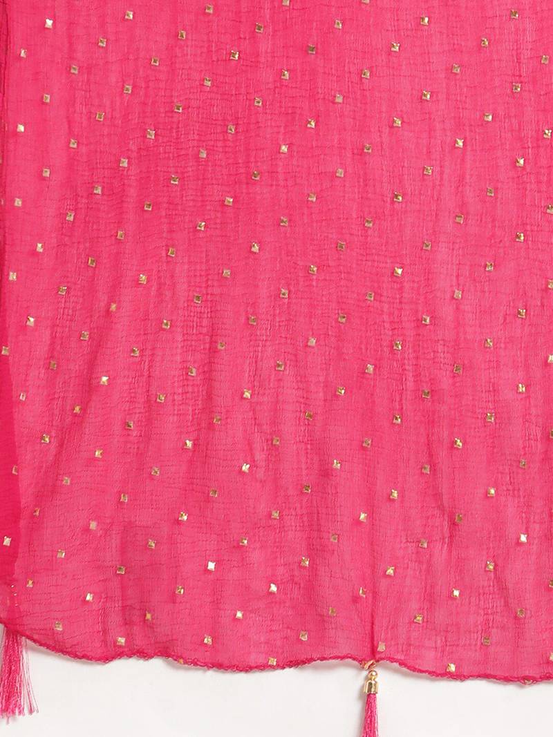 Women Yellow Floral Printed Straight Pure Cotton Kurta & Sharara With Dupatta