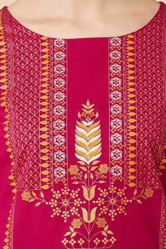 Women Magenta Printed Kurta with Palazzos