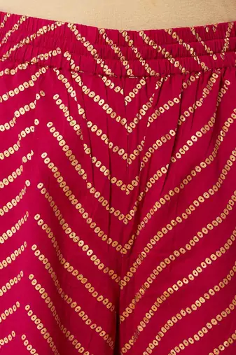 Women Magenta Printed Kurta with Palazzos