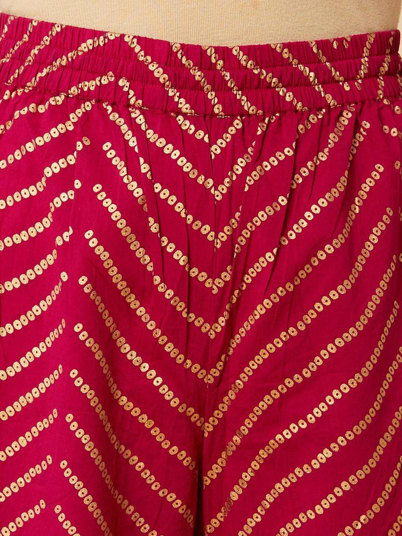 Women Magenta Printed Kurta with Palazzos