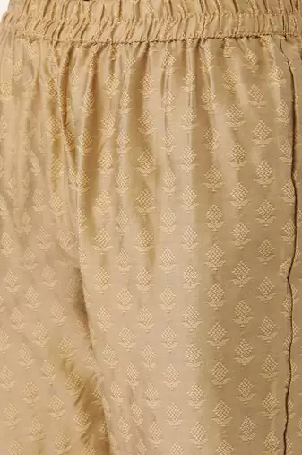 Women Red & Beige Zari Embroidered Kurta with Trousers