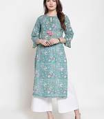 Women Green Printed Kurta with Palazzos