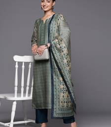 Ethnic Motifs Printed Chanderi Silk Kurta with Trousers & With Dupatta