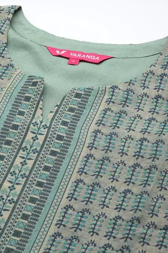 Ethnic Motifs Printed Chanderi Silk Kurta with Trousers & With Dupatta