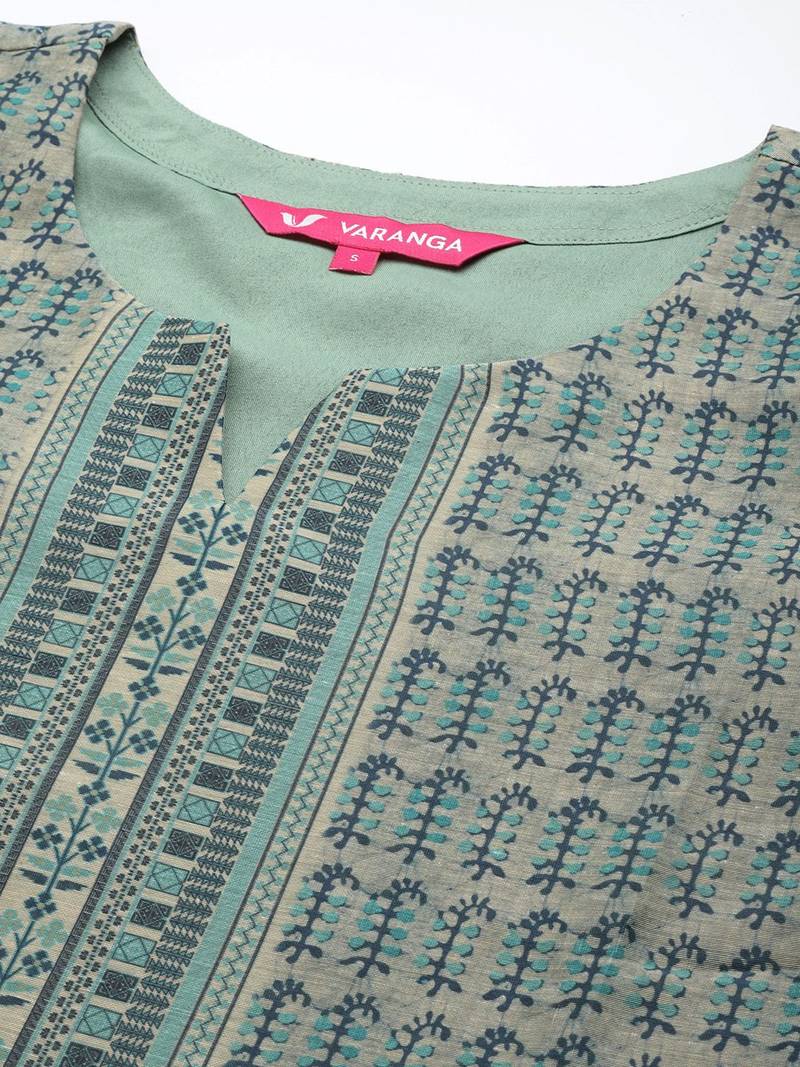 Ethnic Motifs Printed Chanderi Silk Kurta with Trousers & With Dupatta