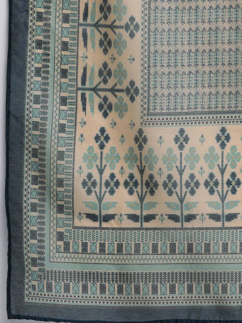 Ethnic Motifs Printed Chanderi Silk Kurta with Trousers & With Dupatta