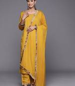 Ethnic Motifs Embroidered Regular Thread Work Kurta with Trousers & With Dupatta