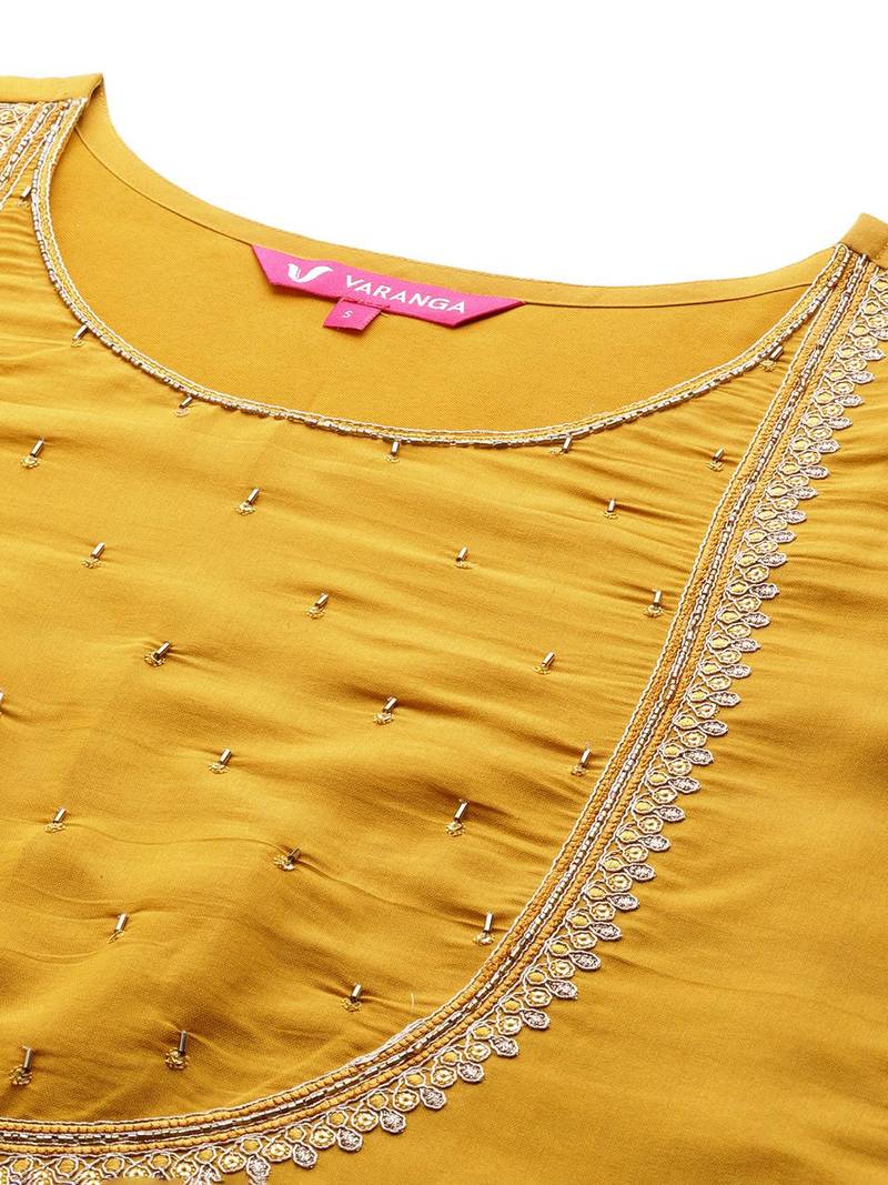 Ethnic Motifs Embroidered Regular Thread Work Kurta with Trousers & With Dupatta