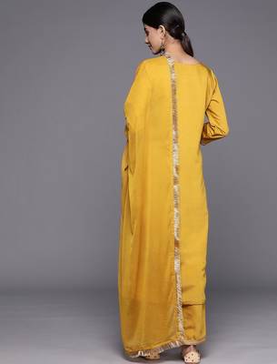 Ethnic Motifs Embroidered Regular Thread Work Kurta with Trousers & With Dupatta 6