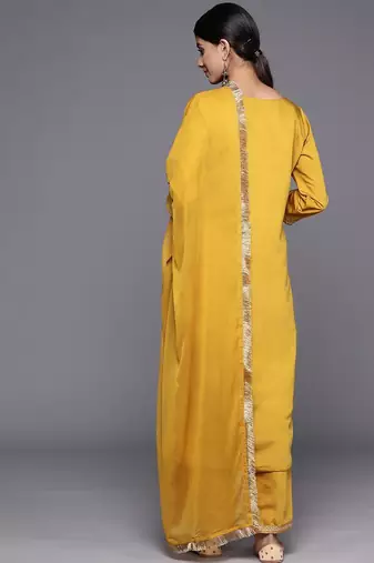 Ethnic Motifs Embroidered Regular Thread Work Kurta with Trousers & With Dupatta