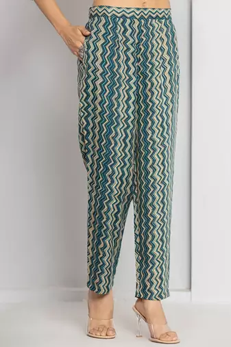 Women Abstract Printed Neck Embroidered Regular Kurta with Trouser & Dupatta