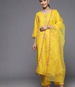 Ethnic Motifs Embroidered Mirror Work Kurta With Trousers & With Dupatta