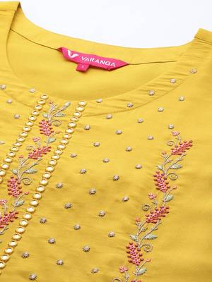 Ethnic Motifs Embroidered Mirror Work Kurta With Trousers & With Dupatta 2
