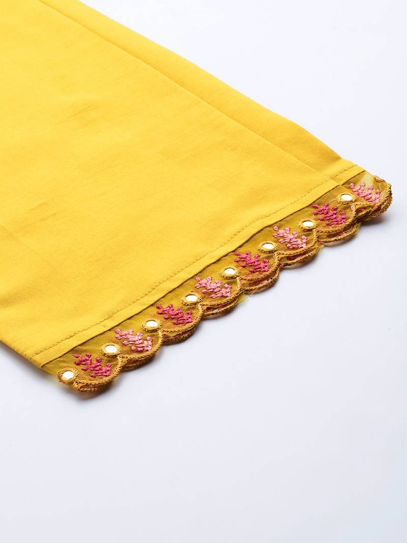 Ethnic Motifs Embroidered Mirror Work Kurta With Trousers & With Dupatta