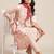 Women Peach-Coloured Printed Regular Kurta with Trousers