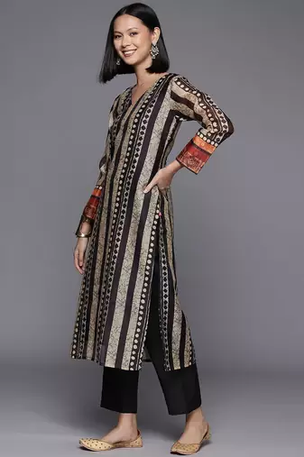 Printed Regular Chanderi Cotton Kurta with Trousers & Dupatta