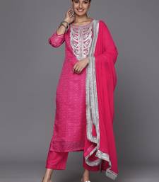 Women Floral Yoke Design Bandhani Kurta with Trousers & Dupatta