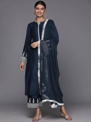 Women Ethnic Motifs Embroidered Regular Kurta with Trousers & With Dupatta 1