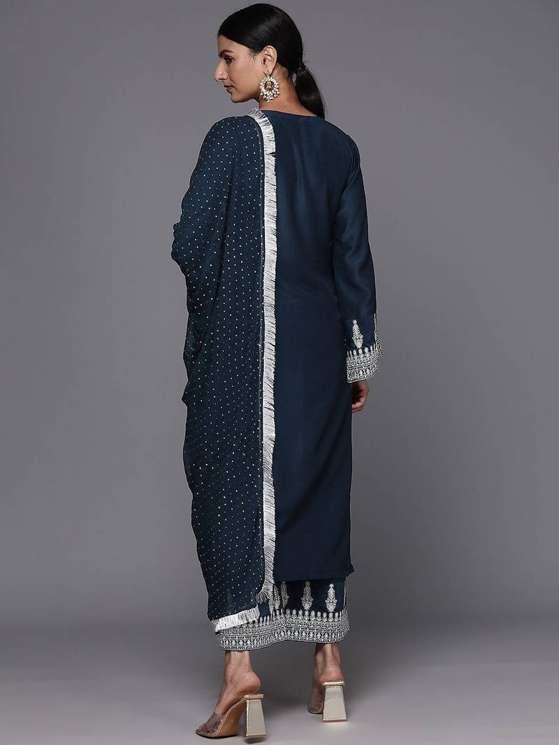 Women Ethnic Motifs Embroidered Regular Kurta with Trousers & With Dupatta