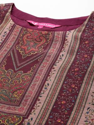 Ethnic Motifs Printed Chanderi Silk Kurta With Trousers & Dupatta 2