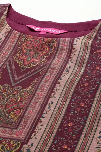 Ethnic Motifs Printed Chanderi Silk Kurta With Trousers & Dupatta