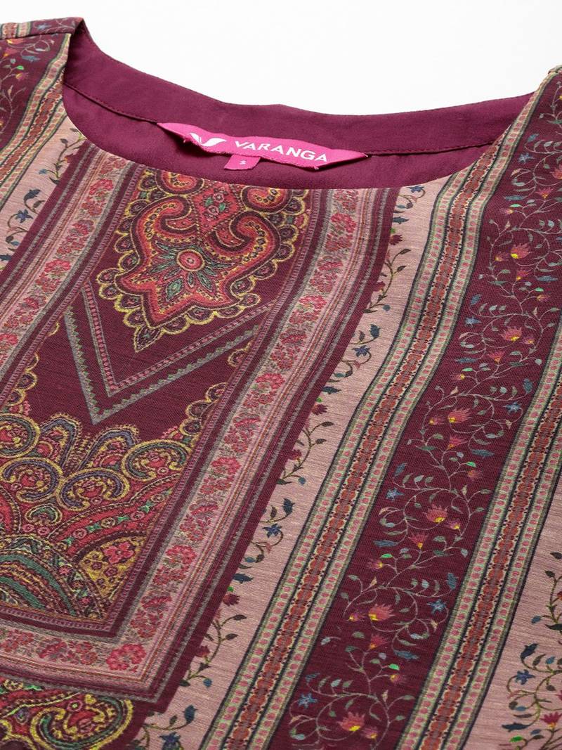Ethnic Motifs Printed Chanderi Silk Kurta With Trousers & Dupatta