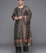 Ethnic Motifs Printed Sequinned Chanderi Silk Kurta with Trousers & With Dupatta