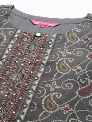 Ethnic Motifs Printed Sequinned Chanderi Silk Kurta with Trousers & With Dupatta 2
