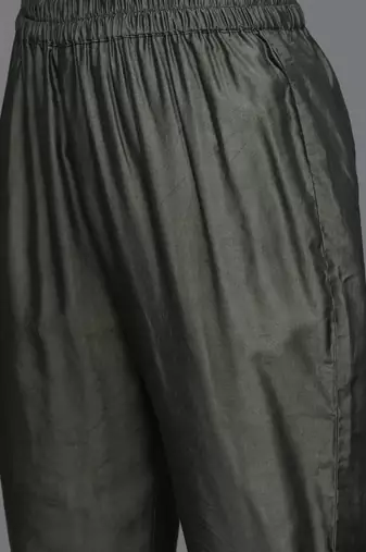 Ethnic Motifs Printed Sequinned Chanderi Silk Kurta with Trousers & With Dupatta