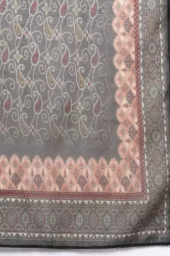 Ethnic Motifs Printed Sequinned Chanderi Silk Kurta with Trousers & With Dupatta