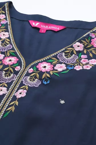 Floral Yoke Design Regular Sequinned Kurta with Trousers & With Dupatta