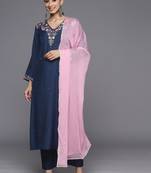 Floral Yoke Design Regular Sequinned Kurta with Trousers & With Dupatta