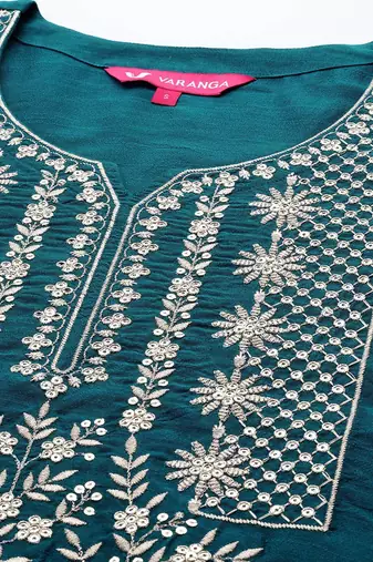 Ethnic Motifs Embroidered Sequinned Kurta With Trousers & Dupatta