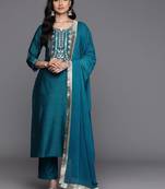 Ethnic Motifs Embroidered Sequinned Kurta With Trousers & Dupatta