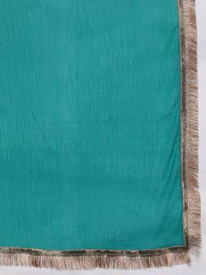 Embroidered Regular Kurta with Trousers & With Dupatta 5