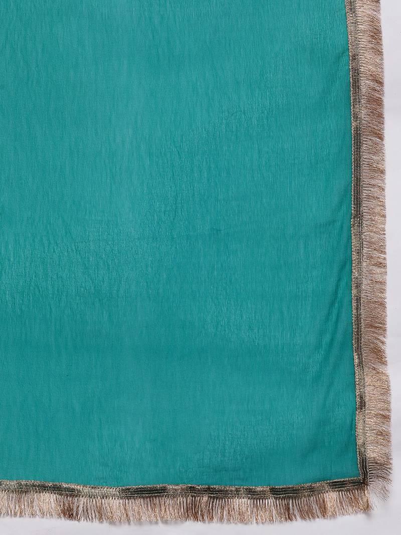 Embroidered Regular Kurta with Trousers & With Dupatta