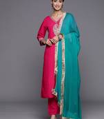 Embroidered Regular Kurta with Trousers & With Dupatta
