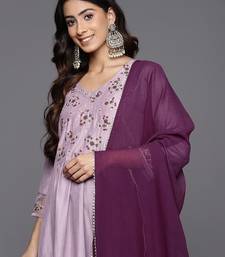 Embroidered Empire Sequinned Kurta With Trousers & Dupatta