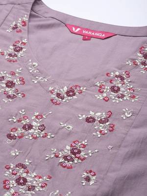 Embroidered Empire Sequinned Kurta With Trousers & Dupatta 3