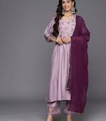 Embroidered Empire Sequinned Kurta With Trousers & Dupatta