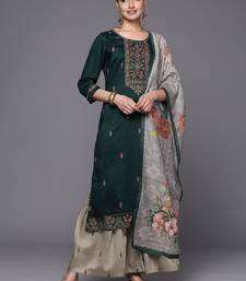 Floral Yoke Design Thread Work Kurta with Sharara & With Dupatta