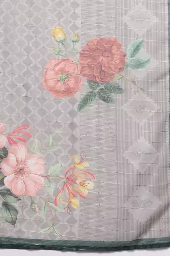 Floral Yoke Design Thread Work Kurta with Sharara & With Dupatta